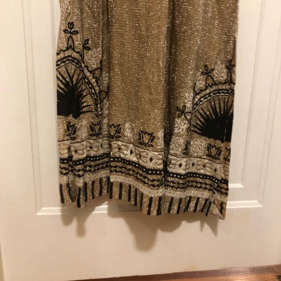 Vintage PLUS Elegant Miss Early 60s Lurex Gold Lame Egyptian Themed Dress - Picture 4 of 12